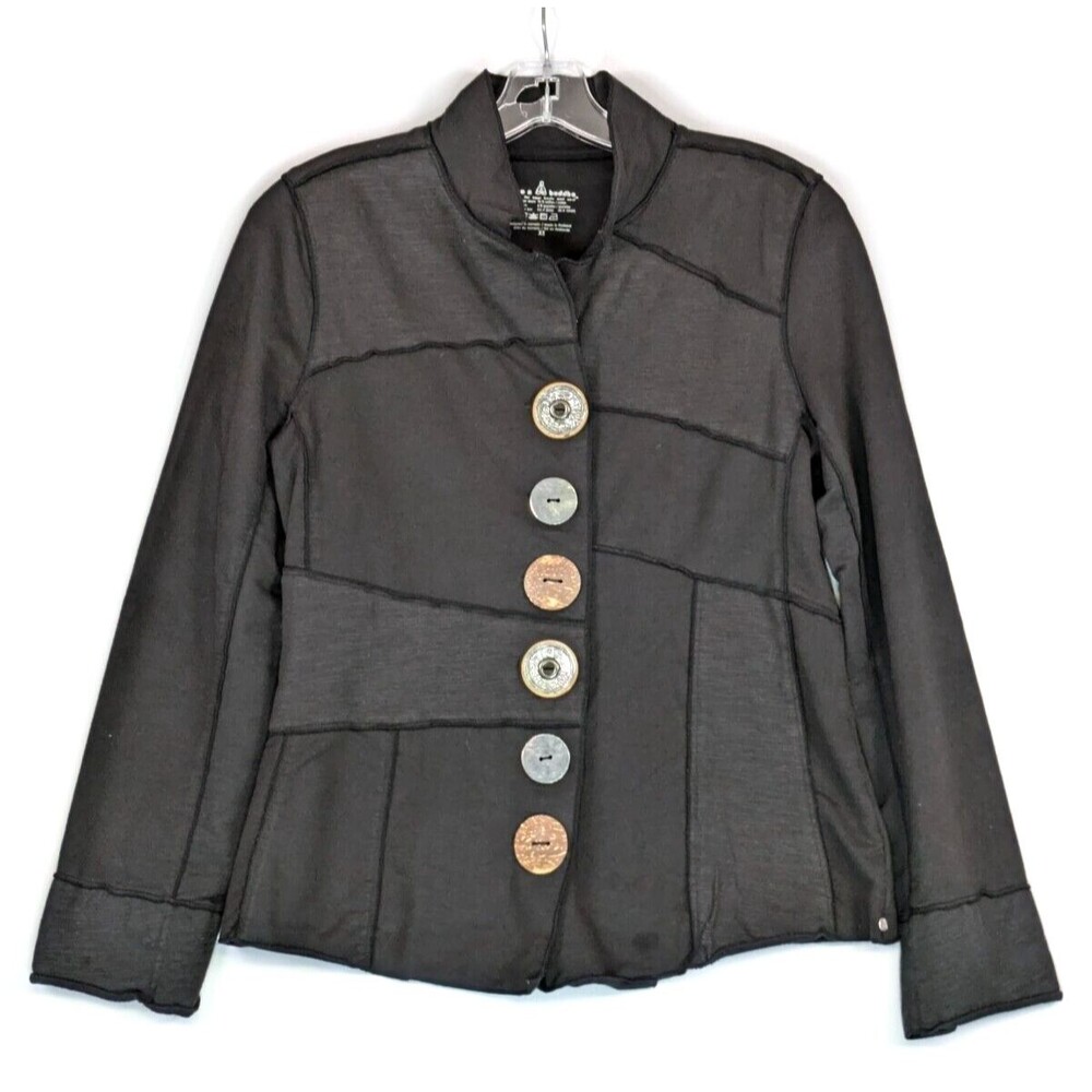 Neon Buddha Womens XS Black Knit Button Front Jacket Blazer